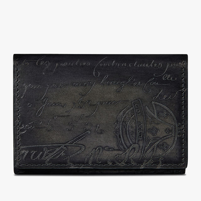 Porte-Cartes Imbuia En Cuir Scritto, NERO GRIGIO, hi-res 1