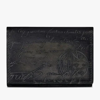 Porte-Cartes Imbuia En Cuir Scritto, NERO GRIGIO, hi-res