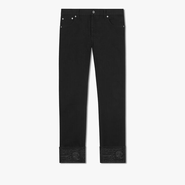 Denim Trousers With Scritto, NOIR, hi-res 1