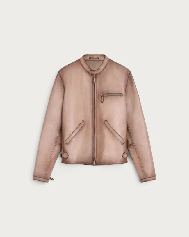 Biker Un Jour en Cuir Patin&eacute; Aquarelle, Aquarelle Taupe, hi-res