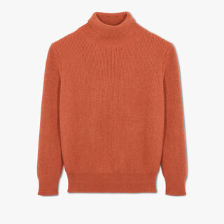 Fisherman Rib Turtleneck, ORANGE RUST, hi-res