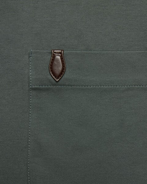 Pocket T-shirt with Leather Detail, Dark Green, hi-res