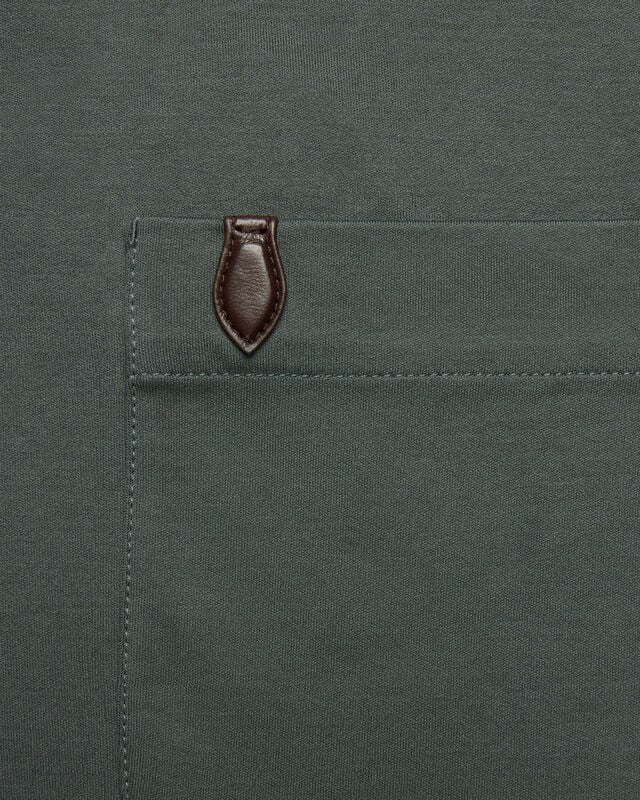 Pocket T-shirt with Leather Detail, Dark Green, hi-res