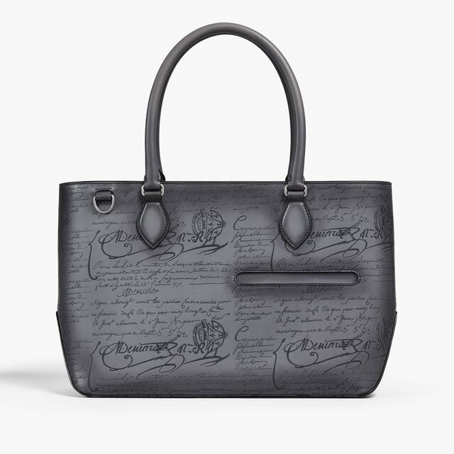 Toujours Mini Scritto Leather Tote Bag, LIGHT ALUMINIO, hi-res 6