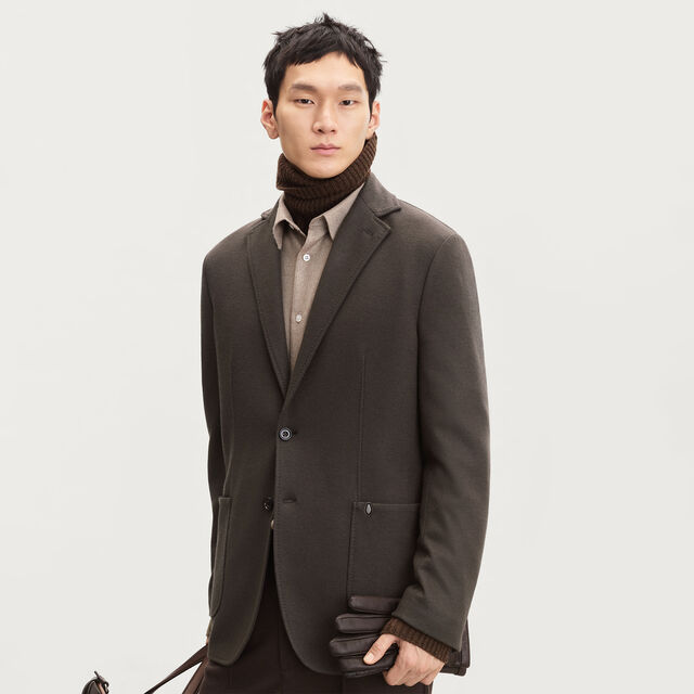Jersey Wool Jacket, CHOCOLATE BROWN, hi-res 2