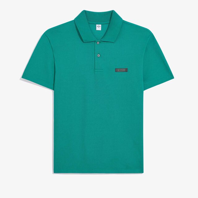 Leather Tab Polo, DEEP TEAL GREEN, hi-res 1