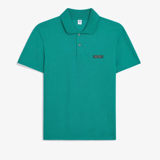 Leather Tab Polo, DEEP TEAL GREEN, hi-res