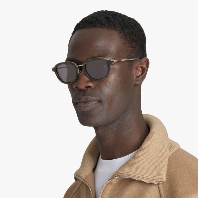 Lunettes De Soleil Equinox En Métal Et Acétate  , KHAKI+SMOKE, hi-res 4