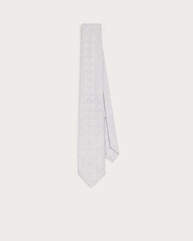 Polka Crest Tie, Silver, hi-res