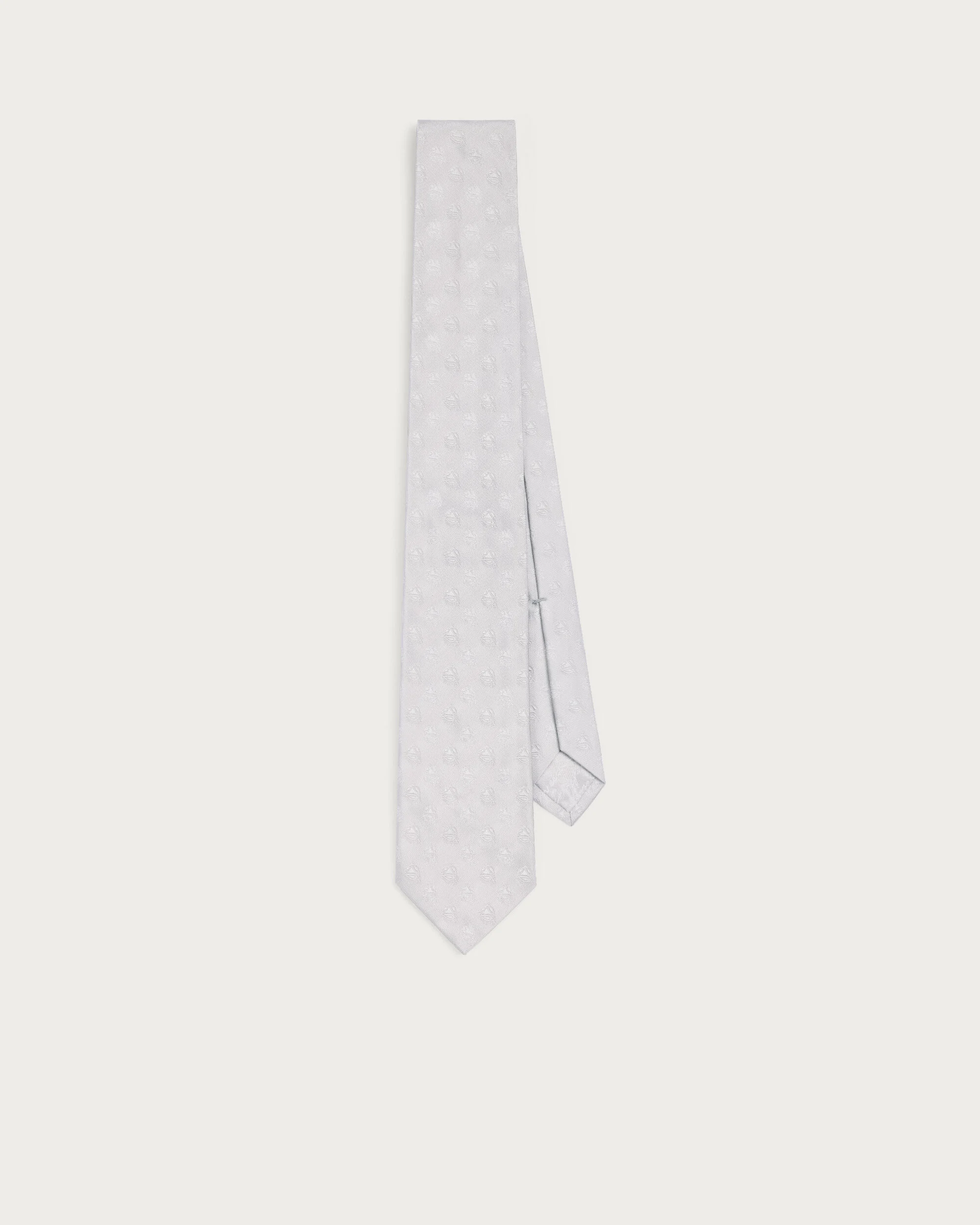 Polka Crest Tie, Silver, hi-res