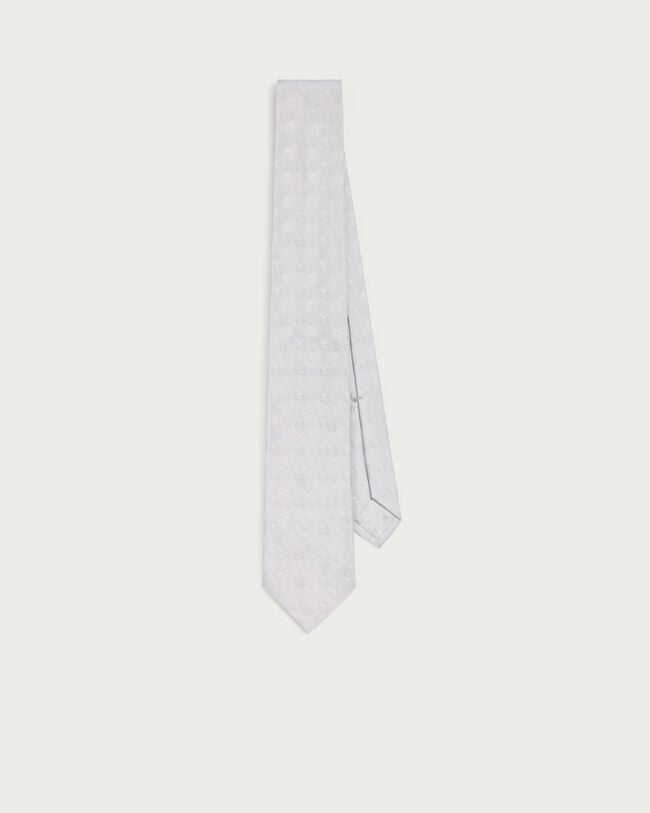 Polka Crest Tie, Silver, hi-res