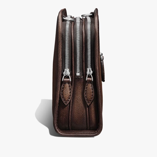 Journalier Trio Scritto图纹皮革邮差包, SOFT BROWN, hi-res 4