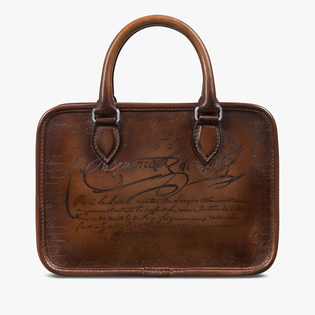 Sac Bandoulière Un Jour Gulliver En Cuir Scritto, CACAO INTENSO, hi-res 3