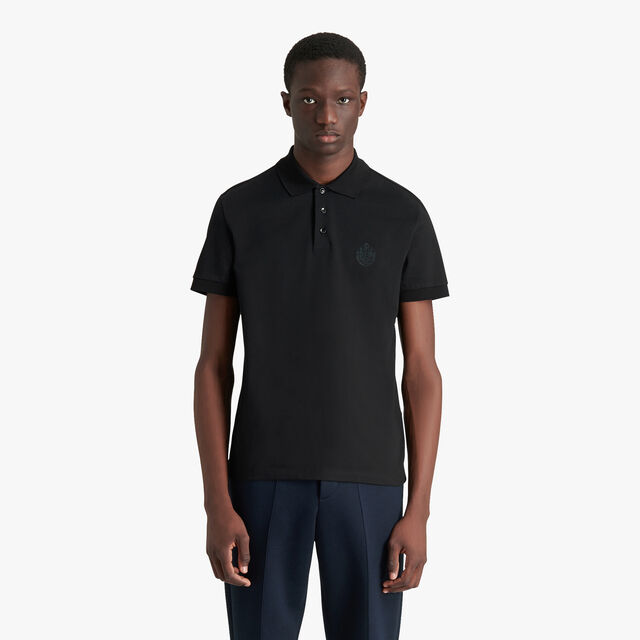 Polo Shirt With Embroidered Crest, NOIR, hi-res 2