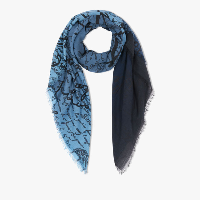 Wool Scritto Scarf With Patina Effect, SOFT BLUE, hi-res 2