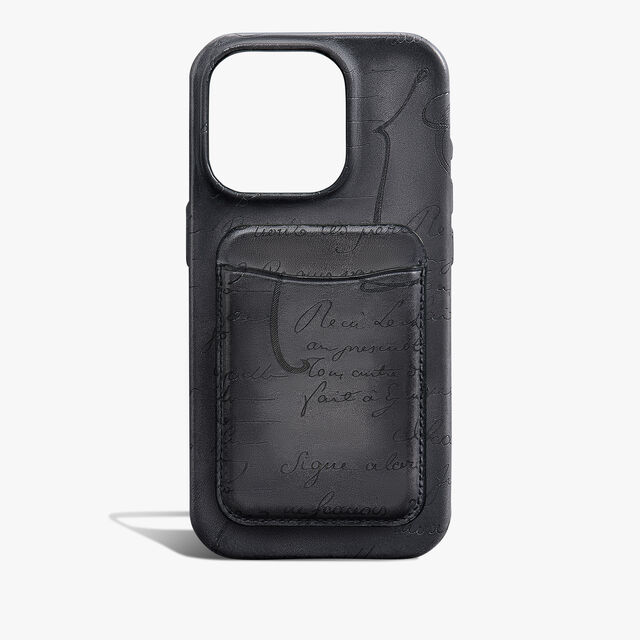 Scritto Leather Magnetic Card Holder, LIGHT ALUMINIO, hi-res 3