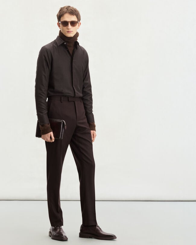 アンディ スクリットパターン シャツ, Earth Brown, hi-res