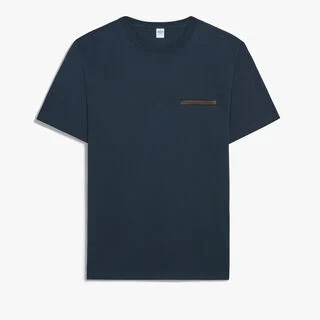 Leather Tab Pocket T-shirt, MARINE, hi-res