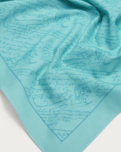 Scritto Pattern Handkerchief, Aquamarine, hi-res