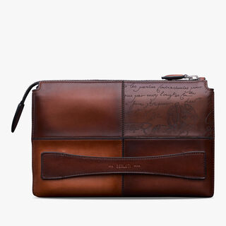 Pochette Tersio En Cuir Scritto, CACAO INTENSO, hi-res