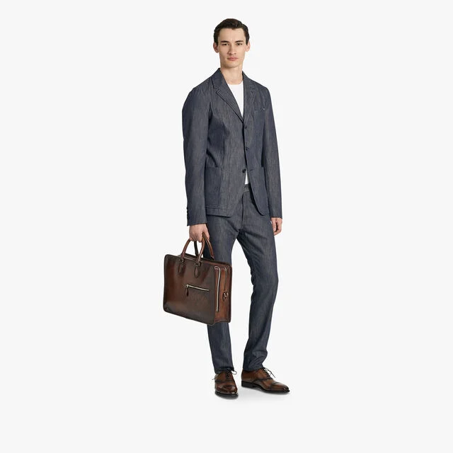 Deux Jours Scritto Leather Briefcase, CACAO INTENSO, hi-res 9