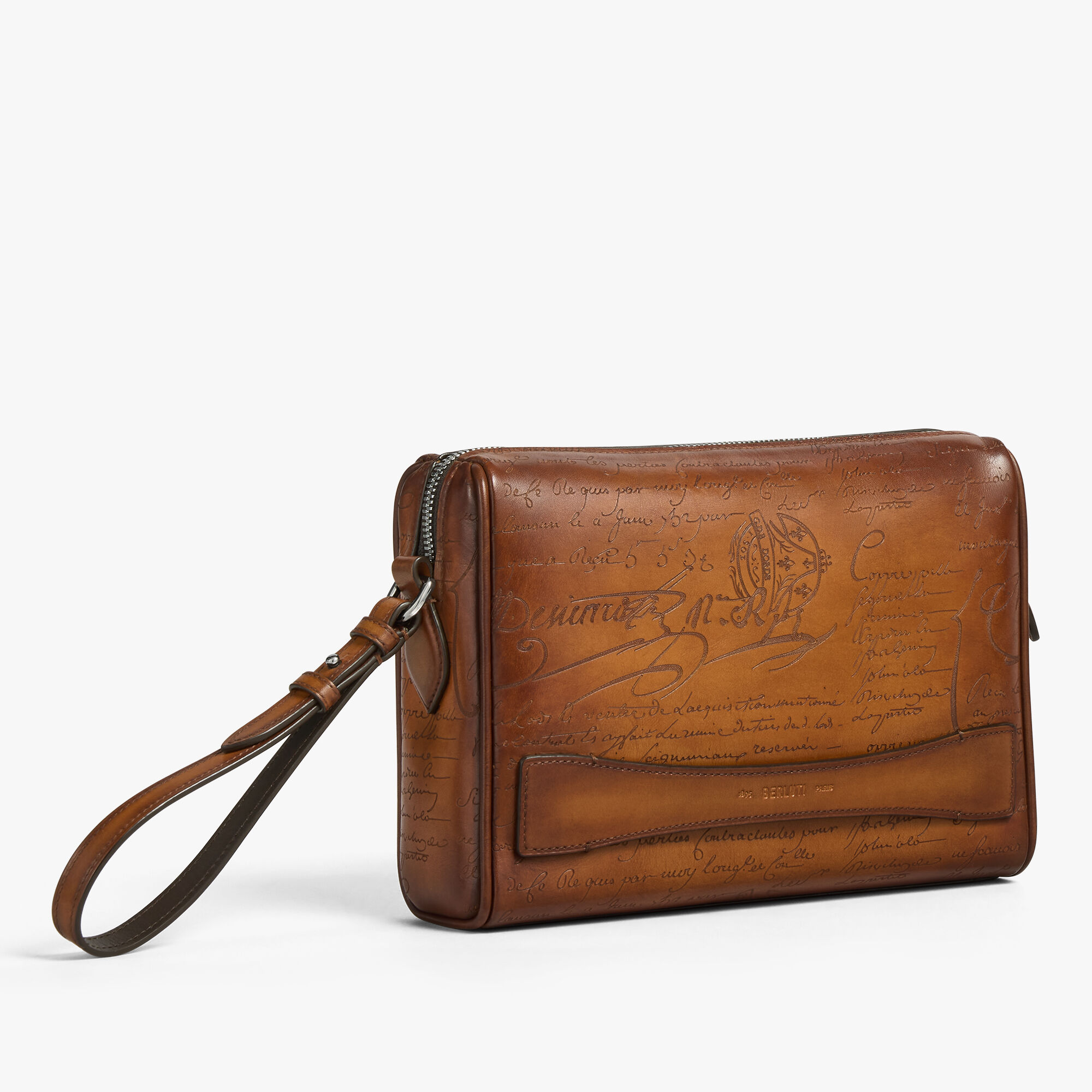 BERLUTI ギフト箱とウールポーチ ローズウッド スクリットレザー ポーチ | ベルルッティ JP