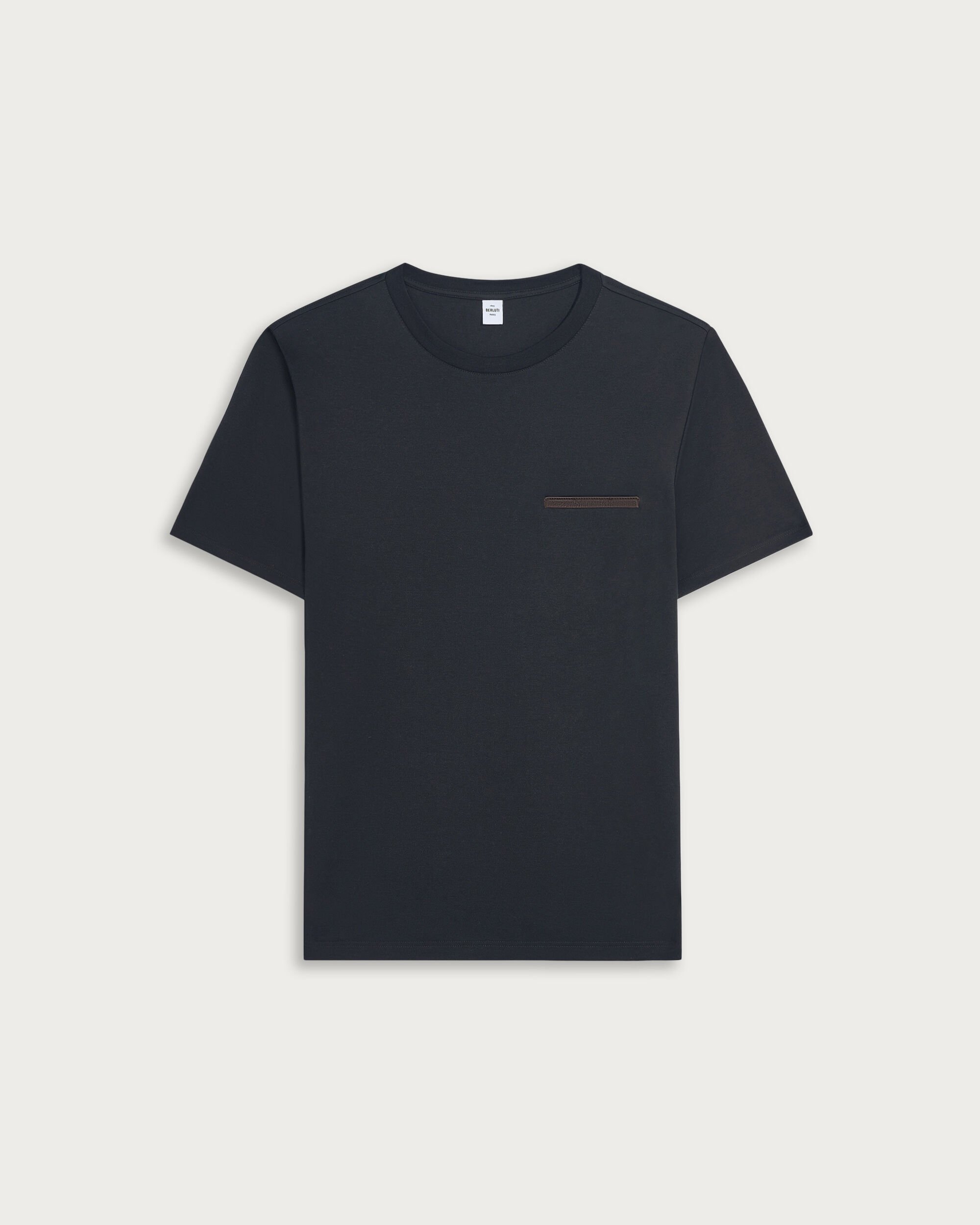 Leather Tab Pocket T-shirt, Noir, hi-res