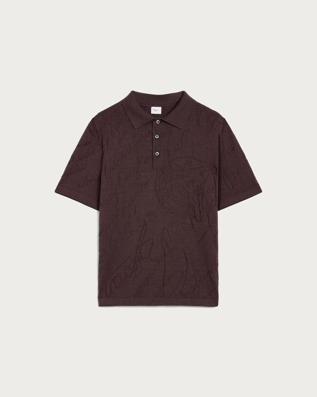Diagonal Scritto Pattern Polo, Hershey, hi-res