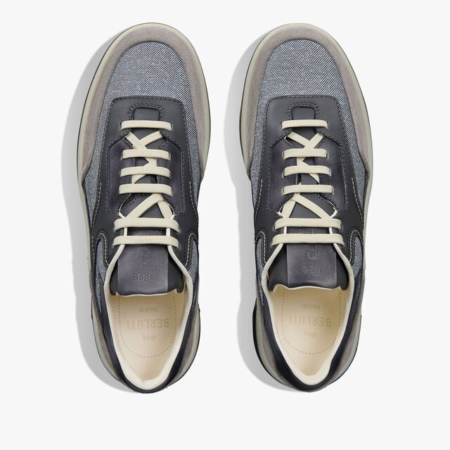 Playoff Suede Calf, Calf Leather And Textile Sneaker, ADRIATIC BLUE, hi-res 3