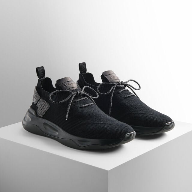 Shadow Cashmere And Alligator Leather Sneaker, BLACK, hi-res 9
