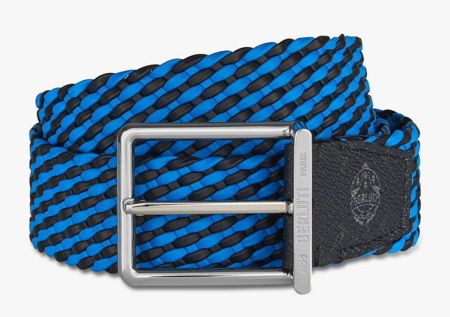 Step Signature Canvas And Braided Calf 35 MM Belt, BLACK + BLUE, hi-res