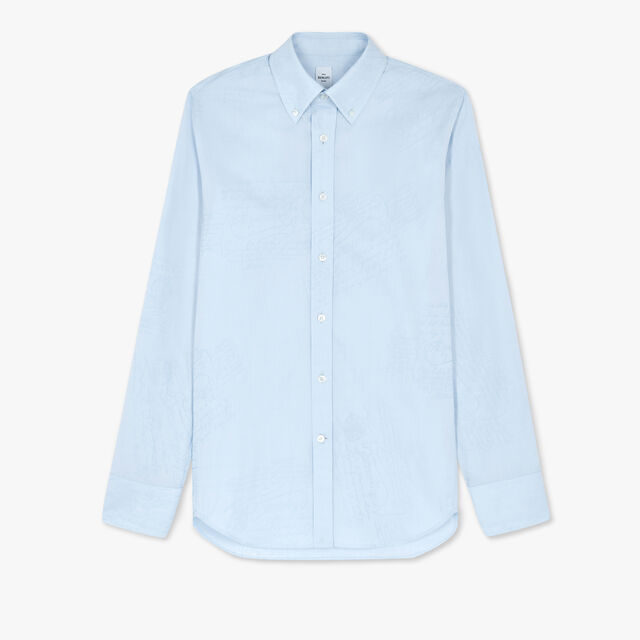 Cotton Scritto Alessandro Buttondown Shirt, SKY BLUE, hi-res 1