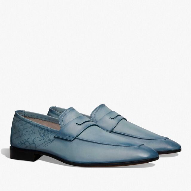 Lorenzo Scritto Kangaroo Leather Loafer, STONE DENIM, hi-res 2