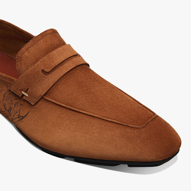Mocassin Lorenzo Drive En Cuir De Veau Camoscio Scritto, OCHER, hi-res 6