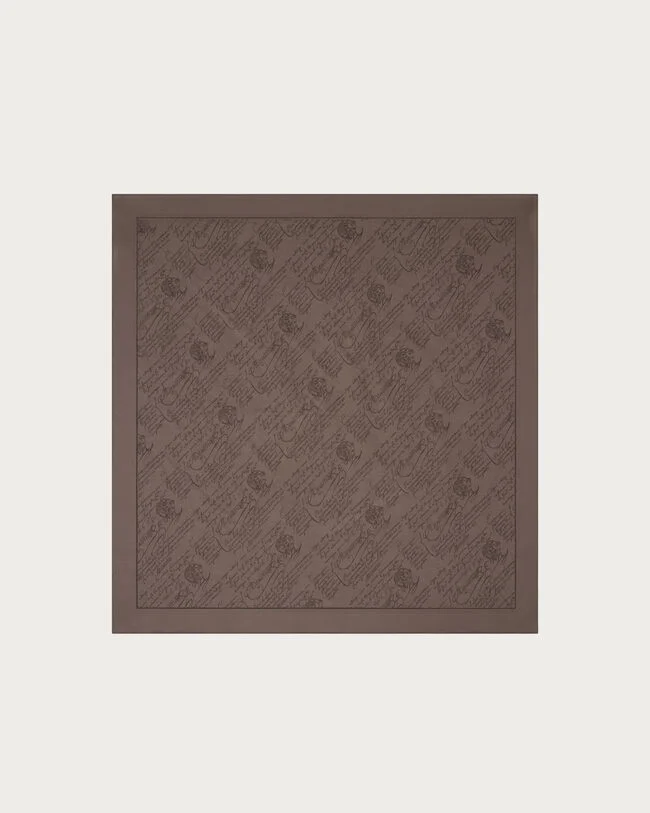Scritto Pattern Handkerchief, Milky Brown, hi-res