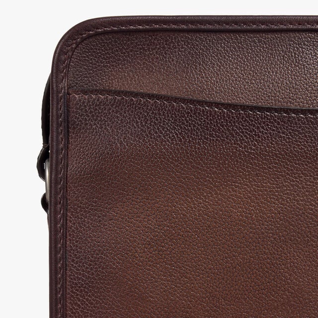 Journalier Scritto图纹皮革邮差包, SOFT BROWN, hi-res 7