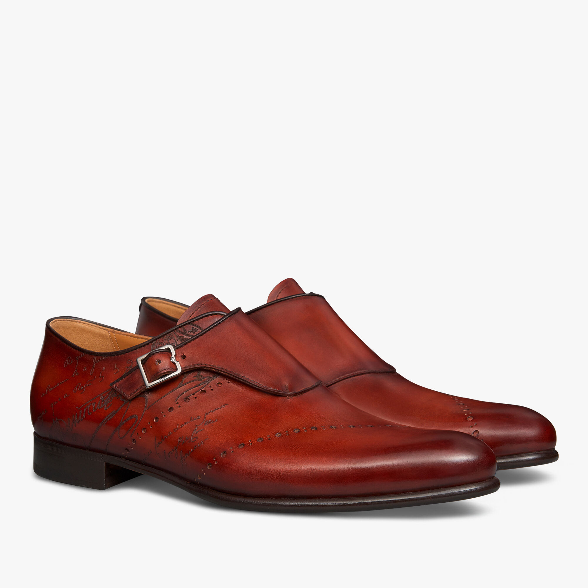 Galet Scritto Leather Monk Shoe Berluti US