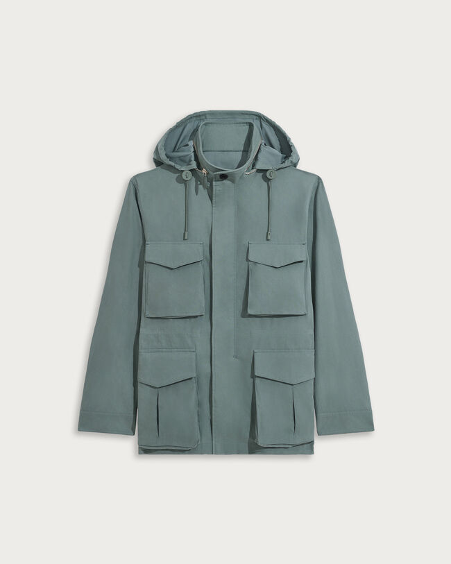 Camera Field Jacket with Leather Details, Prasin Green, hi-res