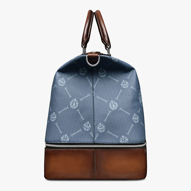 Viaggio Canvas And Leather Travel Bag, BLUE CHEVRON+CACAO INTENSO, hi-res
