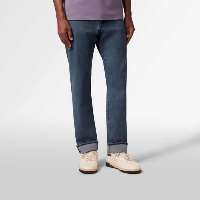 Slim Denim Pants, WASHED BLUE, hi-res 3