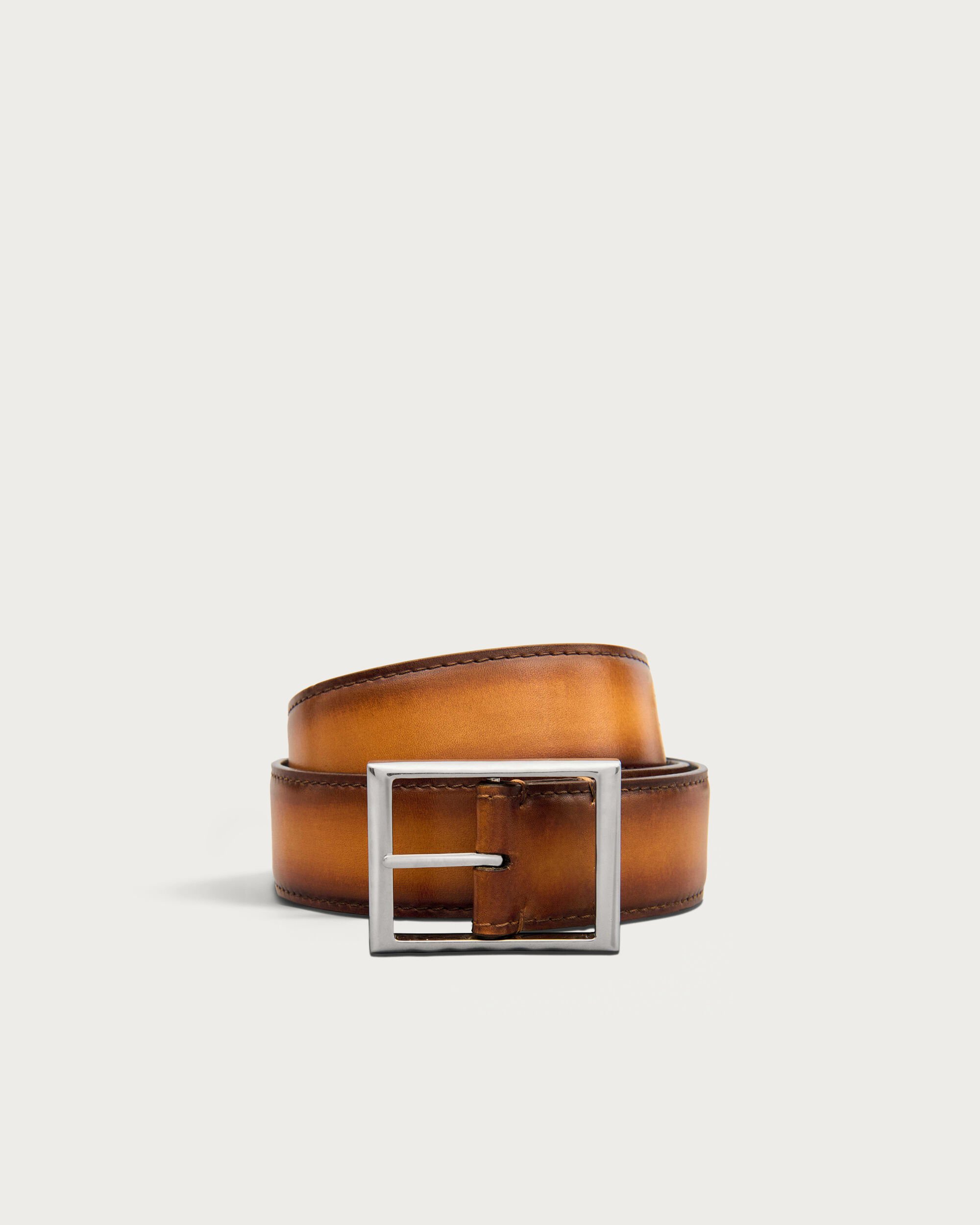 Classic Reversible Belt, Ice Gold & Nero Legno, hi-res