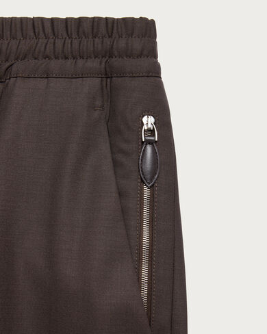 Fast Track Jogpants with Leather Zip-puller, Earth Brown, hi-res