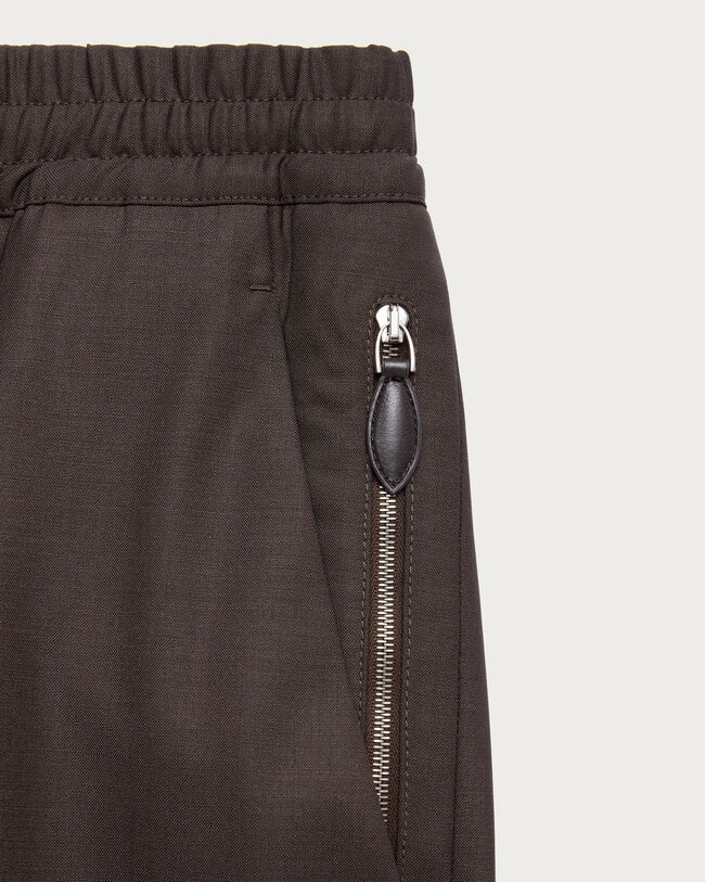 Fast Track Jogpants with Leather Zip-puller, Earth Brown, hi-res