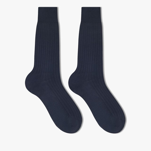 Chaussettes Courtes En Coton, NAVY, hi-res 1