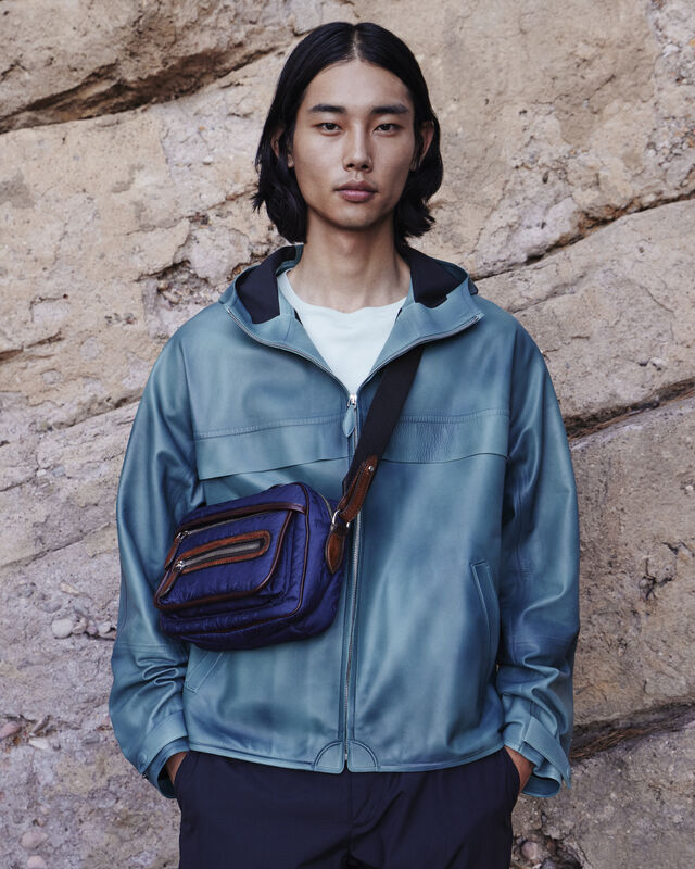 Shoulder Bag Nylon Scritto Messenger, NAVY, hi-res 2