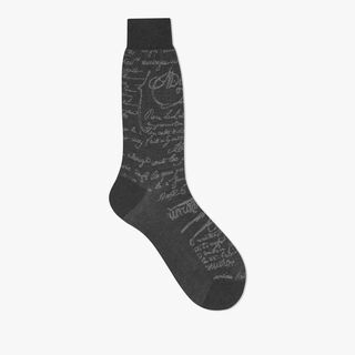 Cotton Scritto Socks, CARBON / STEEL GREY, hi-res