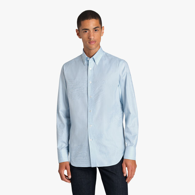 Chemise Alessandro À Col Boutonné En Coton Scritto, SKY BLUE, hi-res 3