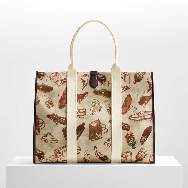 Cabas Open Tote XL En Tissu Imprimé, BROWN + BEIGE, hi-res 8