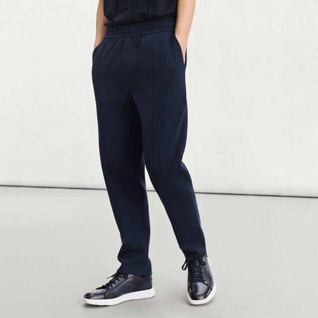 Double Face Knitted Pants, COLD NIGHT BLUE, hi-res 2