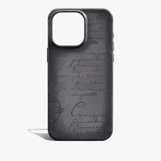 Scritto图纹皮革iphone 16 Pro Max手机壳, LIGHT ALUMINIO, hi-res